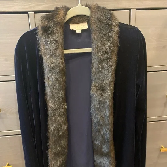 Velvet navy cache fur cardigan - Picture 1 of 4